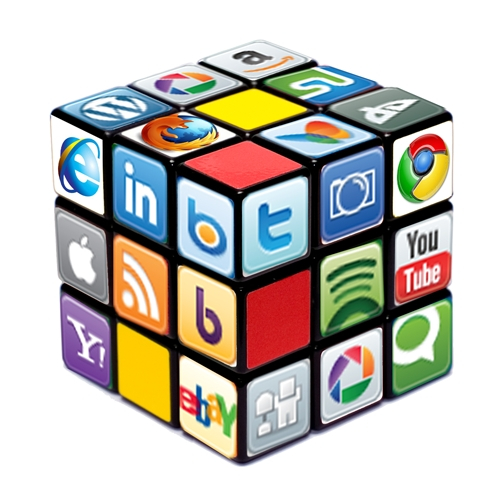 Social media logos on Rubik's Cube